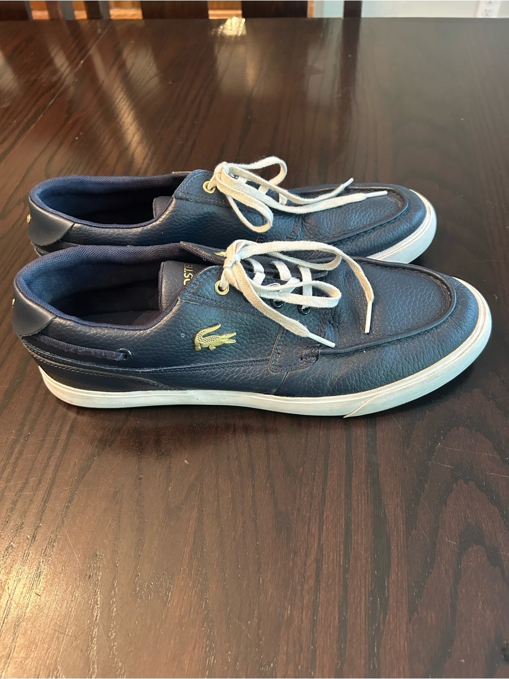 Lacoste Bayliss Deck Blue Leather Lace-Up Sneakers US 11 UK 10 EU 44.5